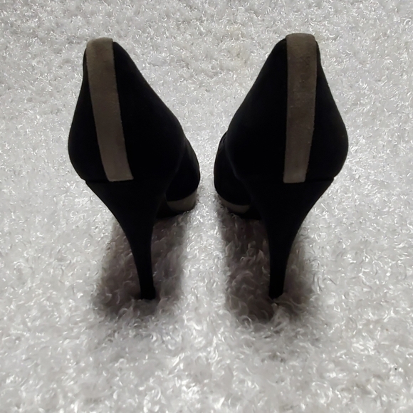 Stuart Weitzman Black & Gray Suede Platform Heels - Picture 6 of 9